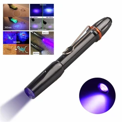 TopCom 365nM 395nM LED UV Penlight 3W Ultra Violet Pen Flashlight Portable Ultraviolet Pen Light With Clip For Money Detect