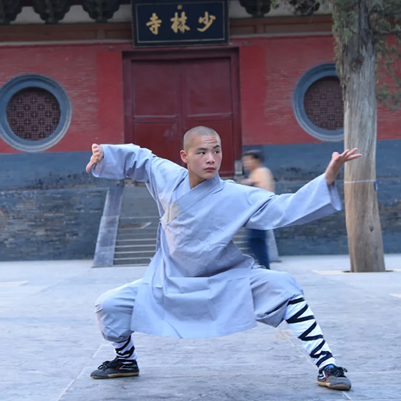 Kids Adult Cotton Shaolin Uniform Wushu kung fu clothing uniform Buddhist Robe Martial arts training Tai chi Kung fu Suit