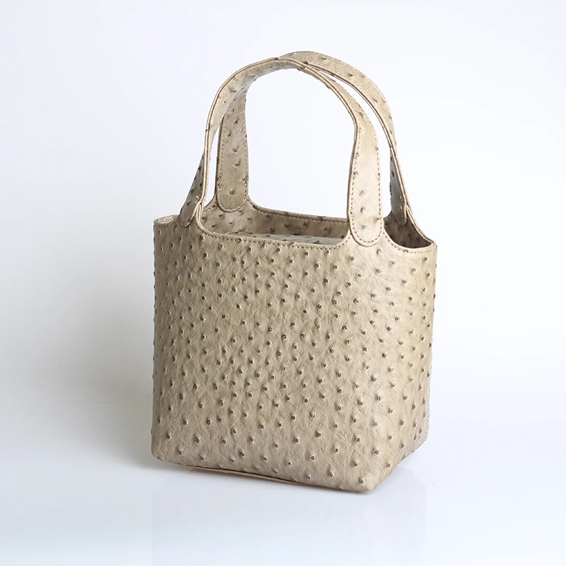 Damen-Handtasche Bucket Bag Hochwertige Tragetasche Designer-Luxus-Schultertasche aus Straußenleder mit Organizer