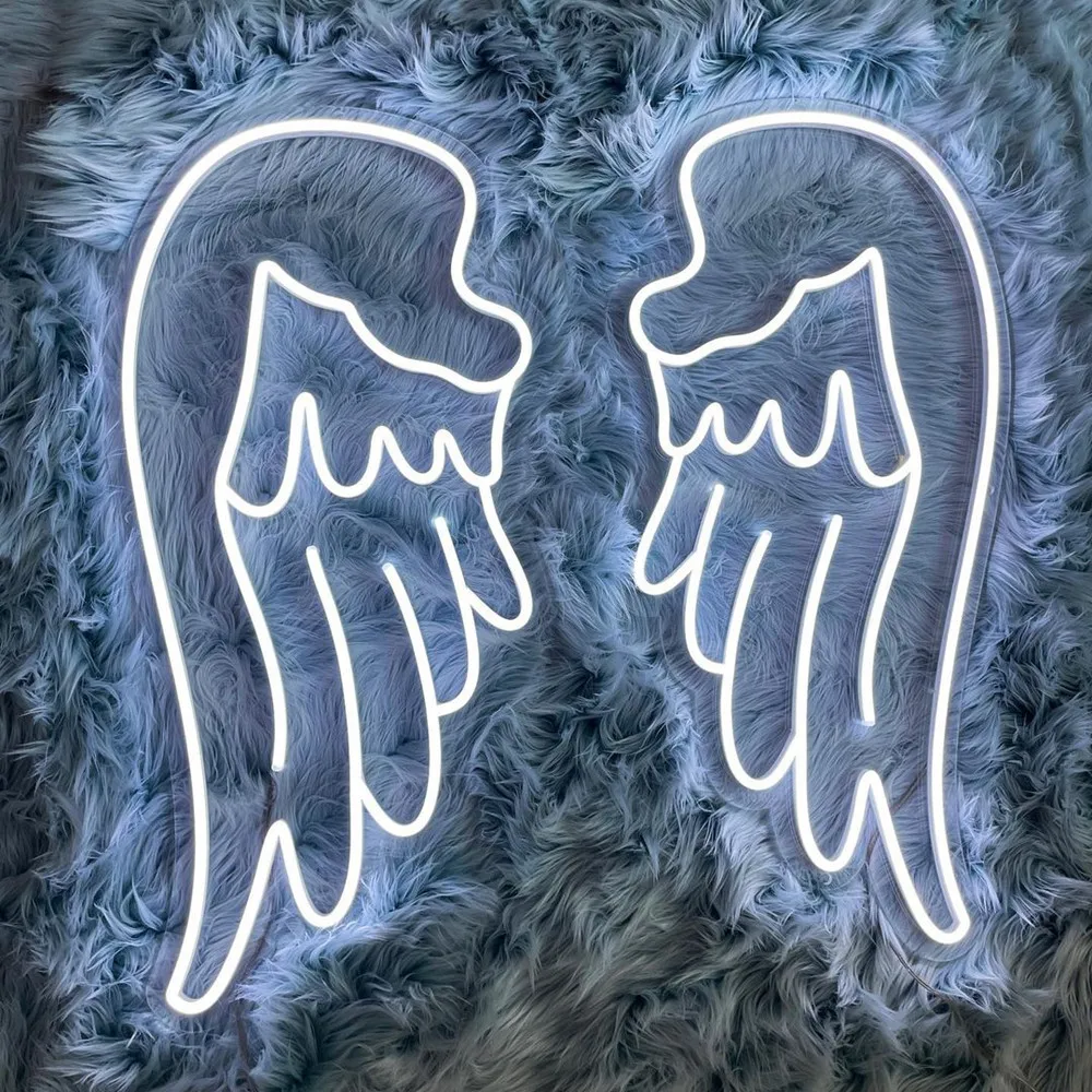 Custom Neon Sign Wings, Transparent Acrylic Angel LED Light, Personalized Decoration, Home Room Wall Decor, Party Night Lamps