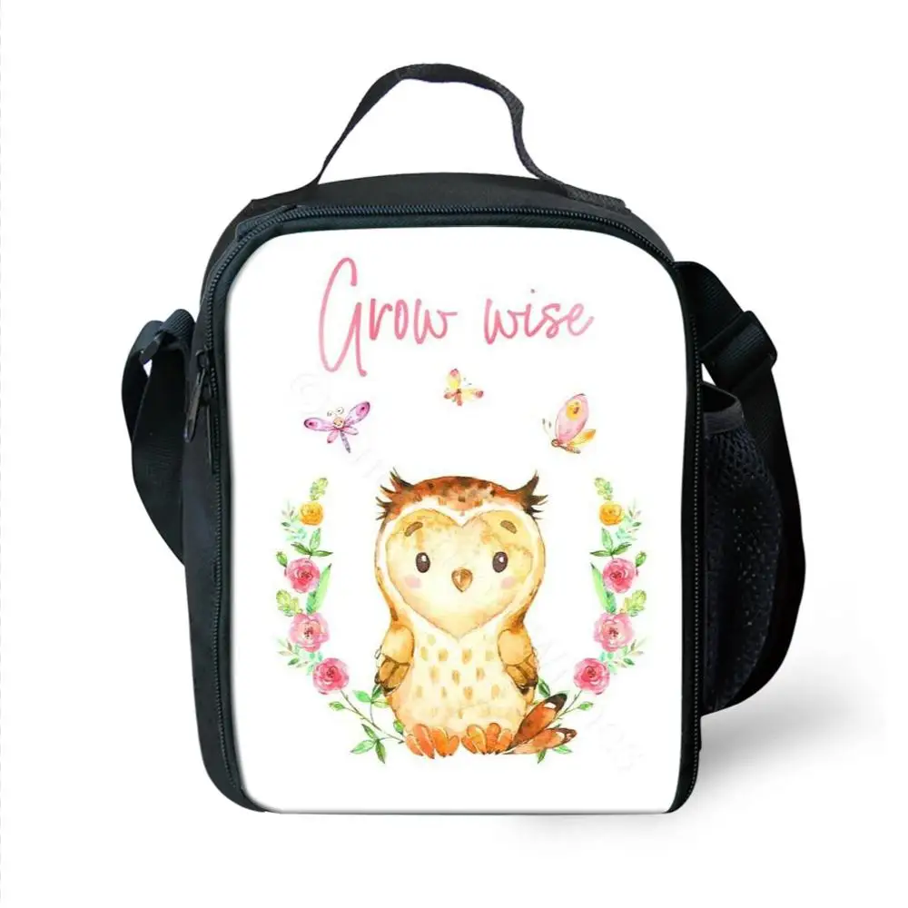 Cartoon Deer with Flower Headdress Print Lunch Bags for Women Children Deer Animals Pattern Lunchbag Food Box Lancheira