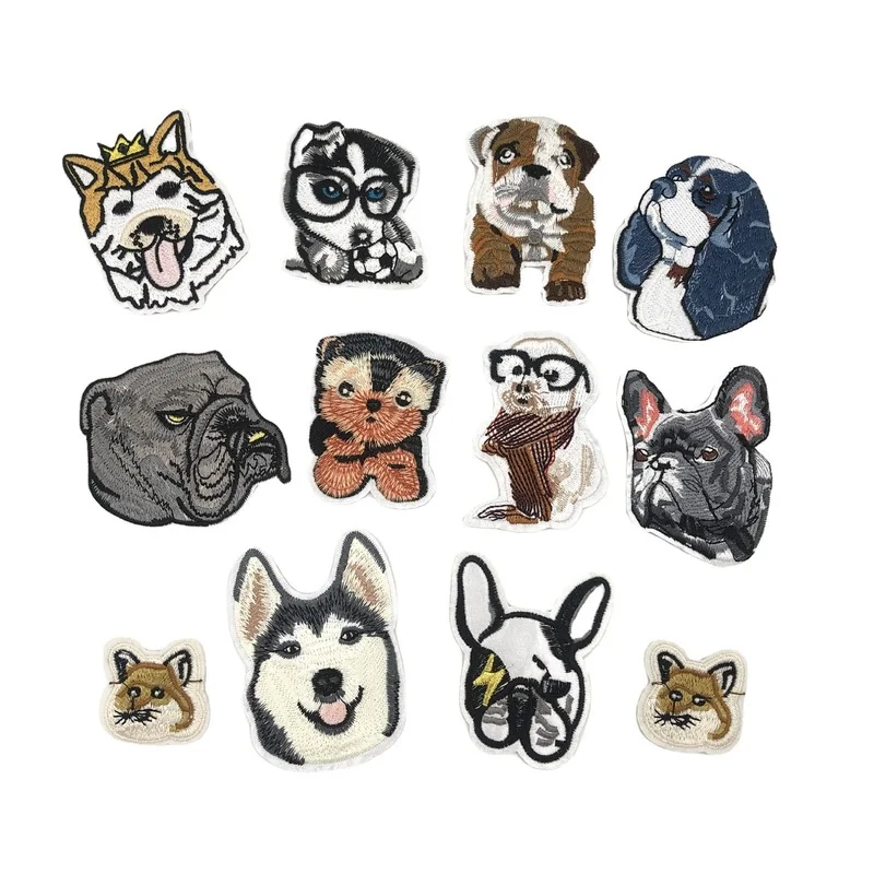 

100pcs/lot Embroidery Patch dog Bulldog animal Clothing Decoration sewing Accessory Diy Iron Applique