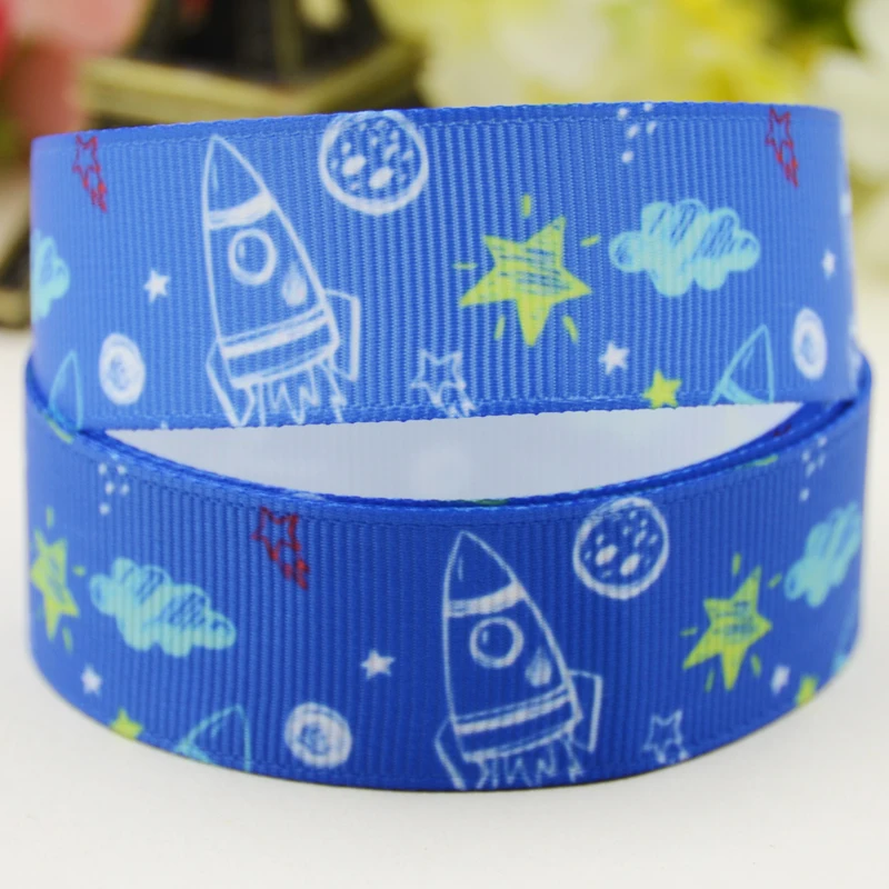 22mm 25mm 38mm 75mm Rocket cartoon printed Grosgrain Ribbon party decoration 10 Yards X-04479