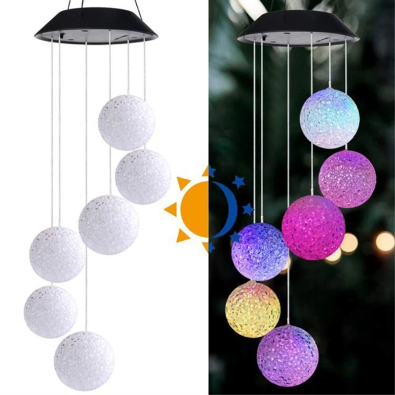 LED Wind Solar Lights Color Changing Wind Chime Outdoor Waterproof Christmas Windbell Light Solar Powered Lamp Garden Decor