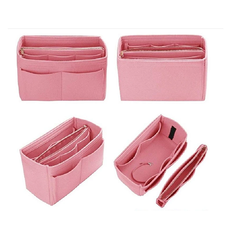 Cosmetic Bags with zipper,Make up Organizer Insert Bag For Handbag,Travel Portable Felt Bag Inner Purse Fits in Speedy Neverfull