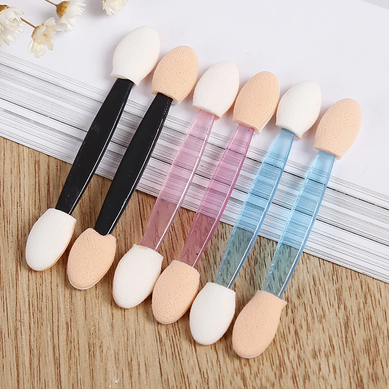 10pcs/set Cosmetic Eyeshadow Makeup Brush Double Head Powder Eyeliner Brush Sponge Applicator For Women Eyes Beauty Makeup Tool
