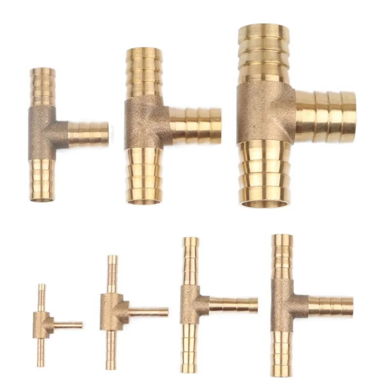 2pcs Brass 4mm~20mm Equal Tee Connector For Water Pipe Air Pump Line 3 Way Adapter Gas Tube Repair Joint Garden Irrigation Parts