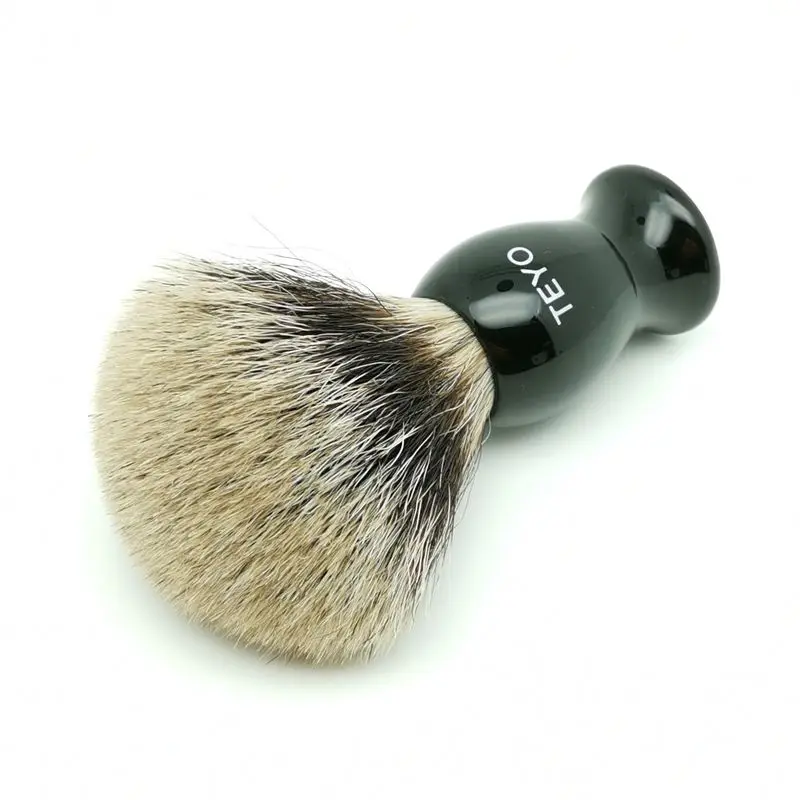 TEYO Two Band Fine Badger Hair Shaving Brush of Resin Handle Perfect for Wet Shave Cream Safety Double Edge Razor Removel Tool