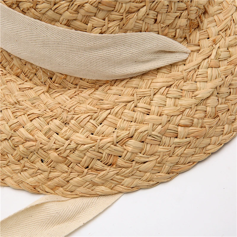 New Summer hats for women Retro flat drooping hat brim hand-made raffia straw hat ladies outdoor sun protection beach straw hat