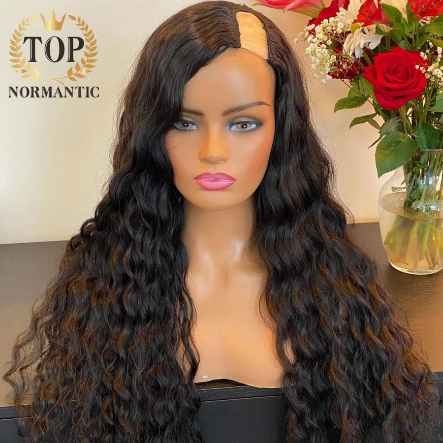 Topnormantic Loose Deep Wave U Part Wig Indian Remy Human Hair U Part Wigs For Black Women