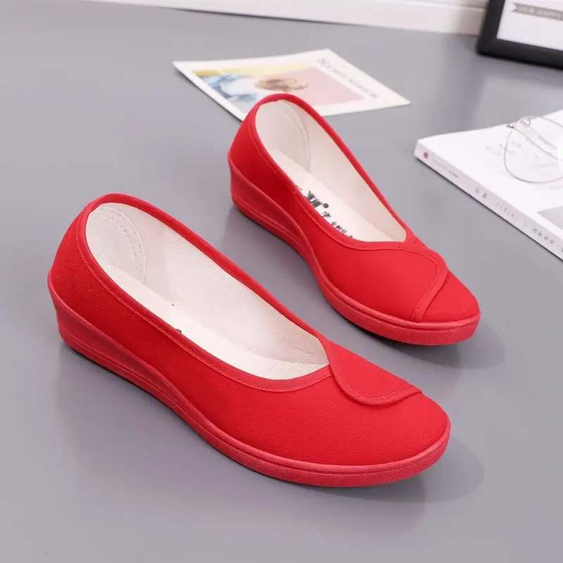 Cresfimix Zapatos De Mujer Women Cute Round Toe Red Slip on Loafers Lady Cool Canvas Anti Skid Comfort Summer Flat Shoes B6070b