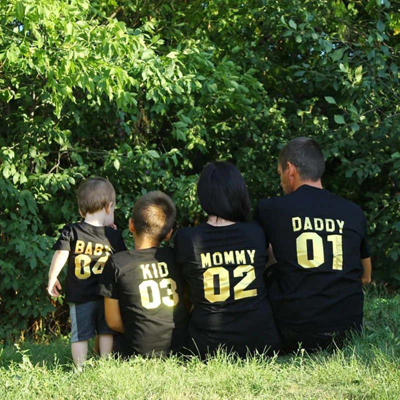 Family Matching Clothes  Family Look Cotton T-shirt DADDY MOMMY KID BABY Funny Letter Print Number Tops Tees Summer