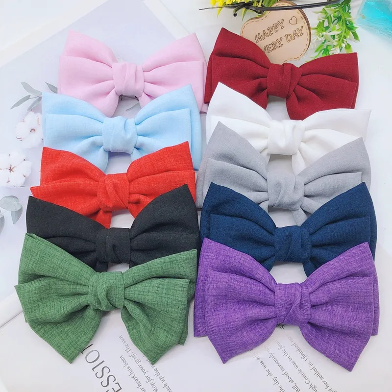 Vintage Linen Barrettes 2 Level Big Large Bow Hair Clip Korean Spring Ponytail Clip Hairgrips For Women Fashion Hair Accessories