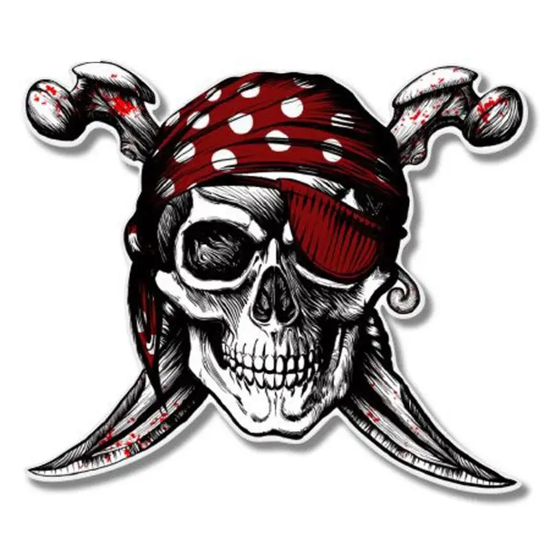 RuleMyLife 12.4x10.7CM Personality Pirate Skull Jolly Roger Retro-reflective Decals Car Sticker C1-8053