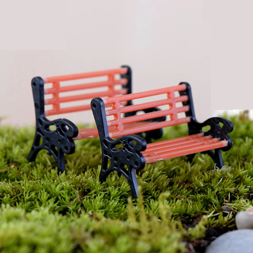 1 para miniaturowe siedzisko parkowe miniaturowe krzesło stołowe figurka meble do domku dla lalek akcesoria Bonsai strona główna baśniowe dekoracje