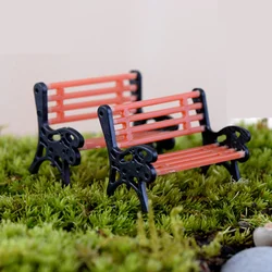 1 para miniaturowe siedzisko parkowe miniaturowe krzesło stołowe figurka meble do domku dla lalek akcesoria Bonsai strona główna baśniowe dekoracje ozdoba ogrodowa