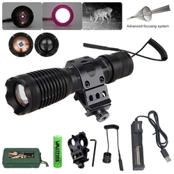 3W 940 nm LED Flashlight Torch Zoomable Focus Infrared Radiation IR Lamp Night Vision Hunting Torch+20mm Rail Scope Mount+18650