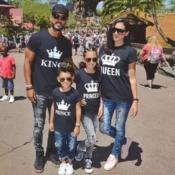 Familie passenden kleidung t shirt passenden familie outfits Vater Mutter Tochter Sohn t shirt für familie König königin Prinzessin Prinz