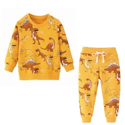 Little maven Boys Clothing Sets Dinosaur Print 7Years Baby Boy Clothing Set 2024 Spring Kids Set Clothing Suit Sweatshirt+Pants