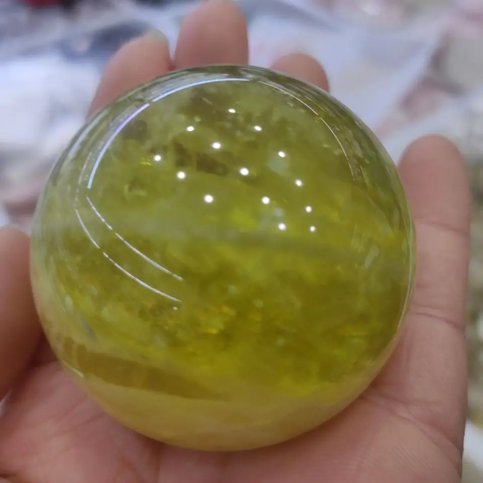 

1pcs 5-6cm Citrine Stones Ball Natural Yellow Quartz Stone Sphere Crystal Fluorite Ball Healing Gemstone