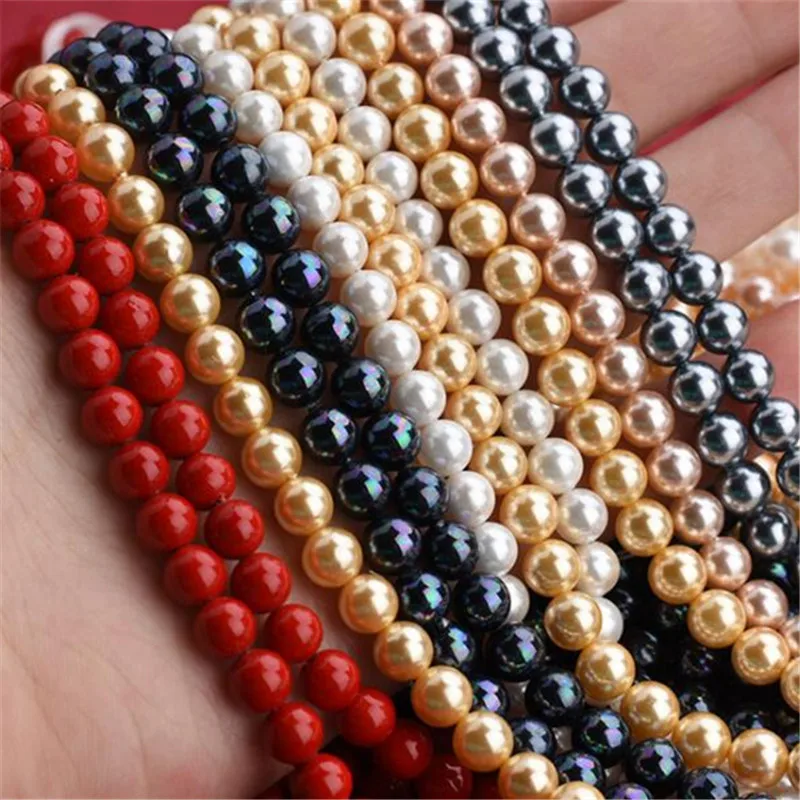 Shell Pearl Red Pink Losse Beads Diy Accessories Jewelry Beads Wholesale Accesories Bracelet Making Kit 4-12mm Round 15\