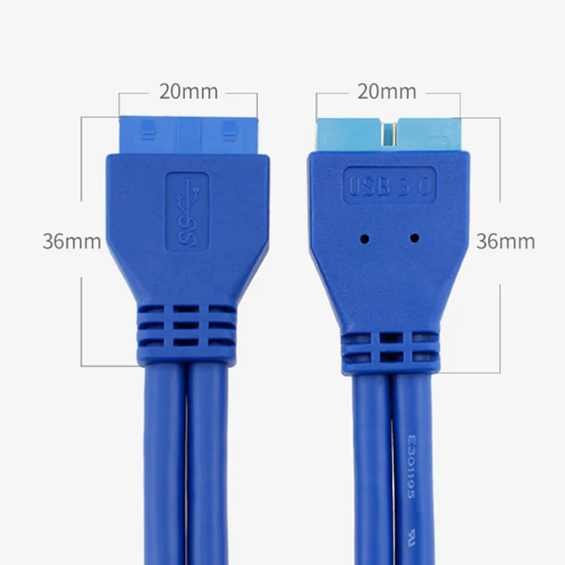 Imagem -02 - Cabo de Extensão Usb para Placa-mãe Usb 3.0 20 Pinos Fêmea para Usb 3.0 20 Pinos Macho Extensor de Cabo Mainboard 5gbps 1000 Pcs