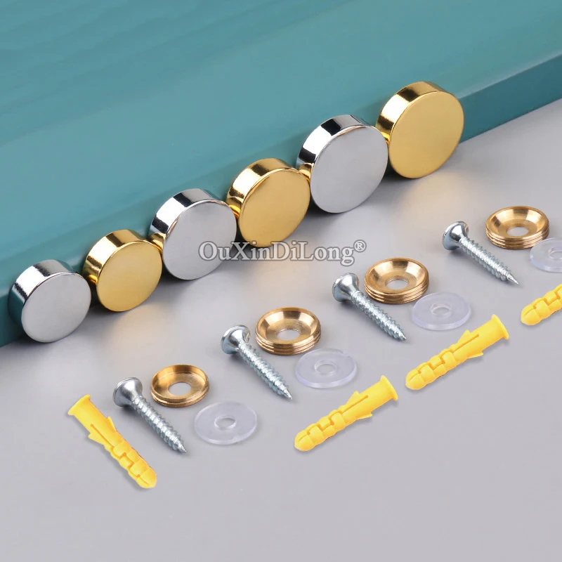

Luxury Chromed 200PCS Pure Brass Advertising Nails Glass Mirror Nails Acrylic Billboard Signs Fixed Screws Decorative Caps