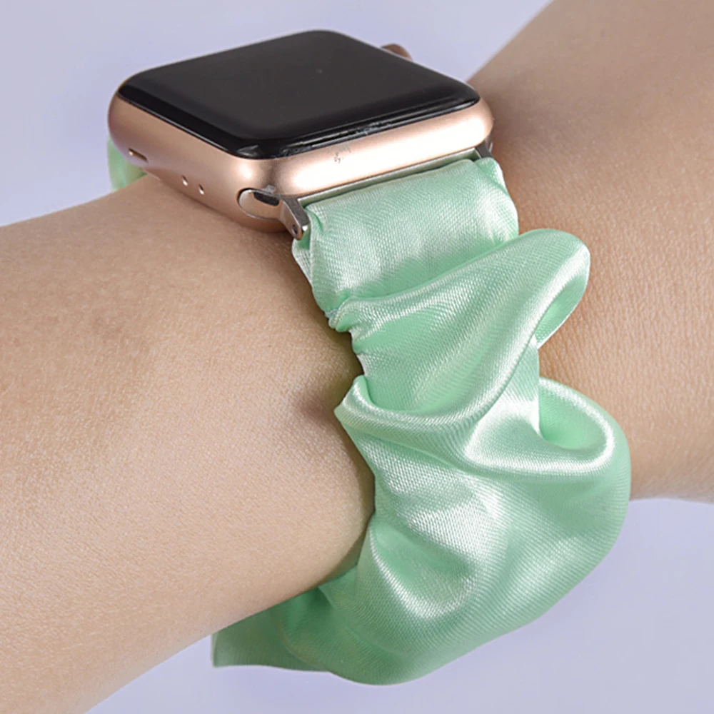 Scrunchie Strap for Apple watch band 44mm 40mm 45mm 41mm 49mm 38mm 42mm Women correa bracelet iwatch series 7 6 se 5 3 4 8 ultra