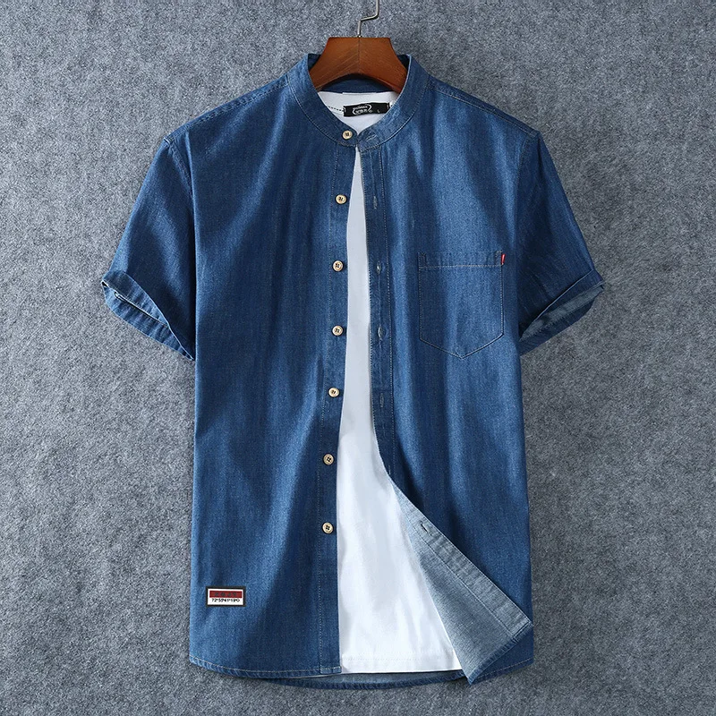 Denim Shirts Men Cotton Short Sleeve Summer Casual Jeans PLus Size 5XL 6XL 7XL Big Thin Boys Loose Blouse 8XL Man Male Camisa