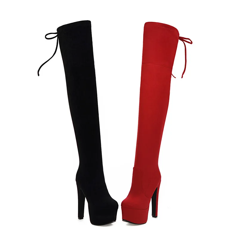 ASUMER 2021 new over the knee boots women round toe thigh high stretch boots sexy super high heels platform women boots big size