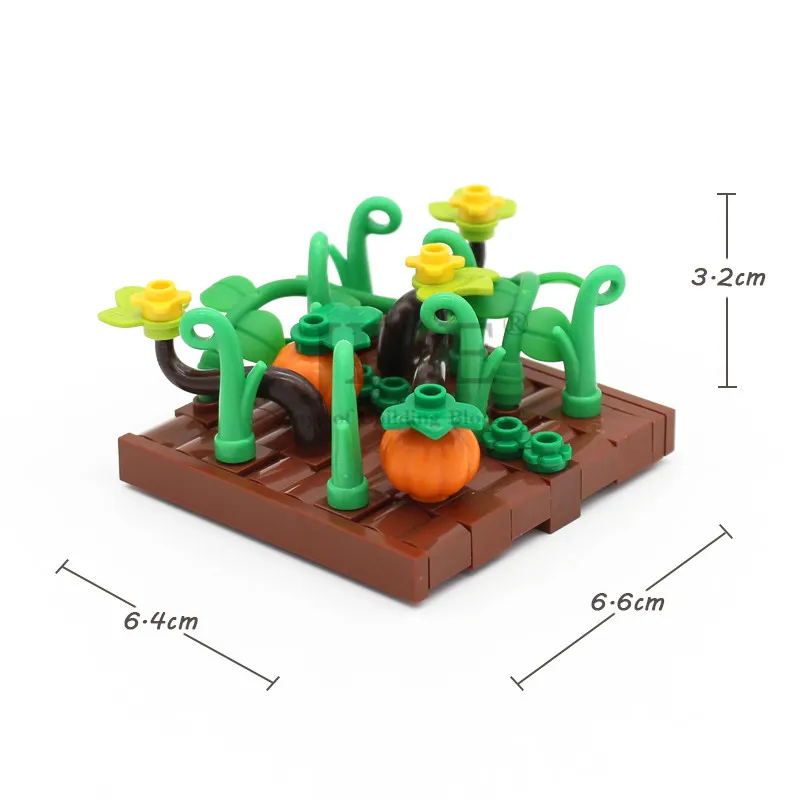 MOC Plants Pumpkin Patch Farmland Crop Building Blocks City Street View DIY Bulk Bricks Gardan Children Compatible with Toys