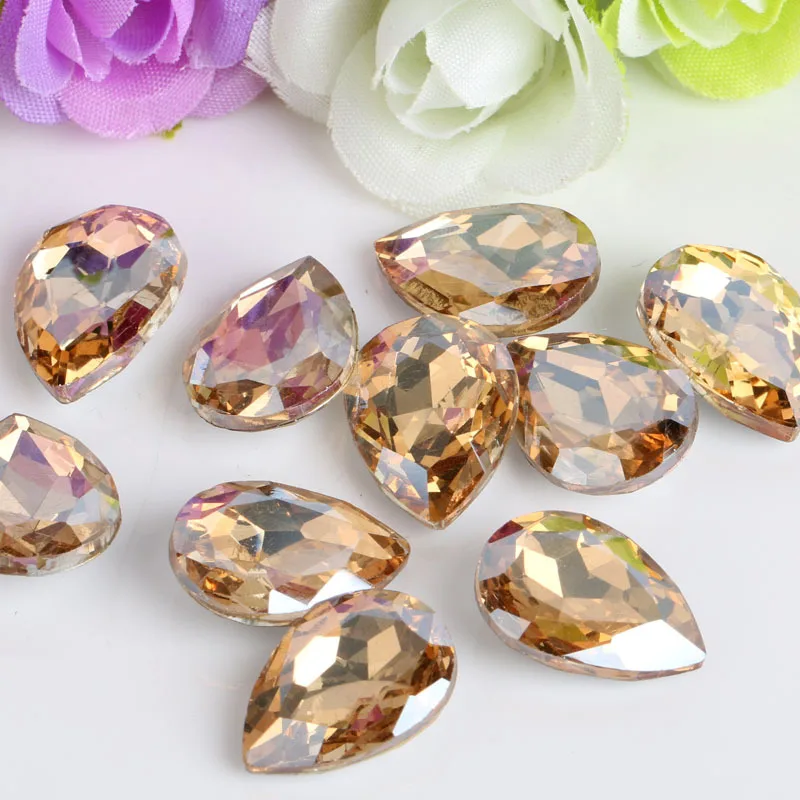 High grade jewelry accessories Drop shaped glass crystal Pointed bottom rhinestone DIY Wedding dress