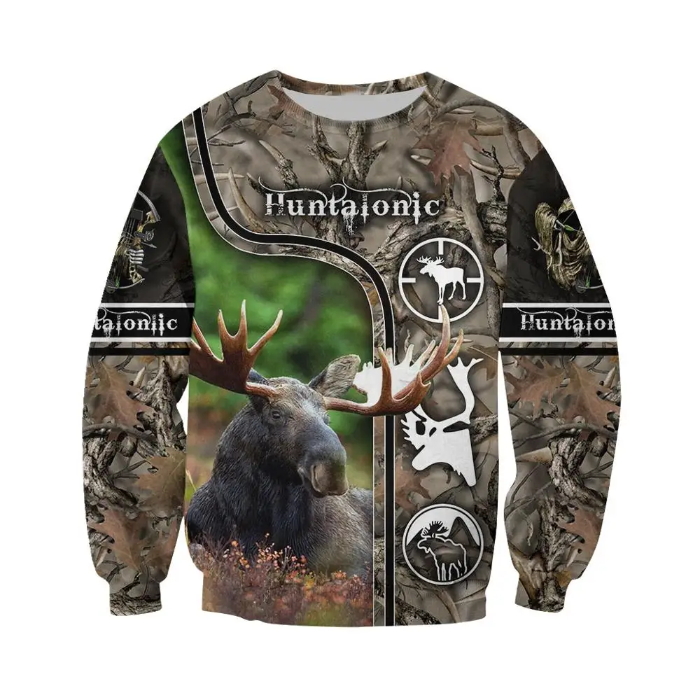 Animal Huntaholic Beautiful Moose 3D Printed Mens Hoodie Harajuku Sweatshirt Unisex Casual Jacket Pullover sudadera hombre KJ065