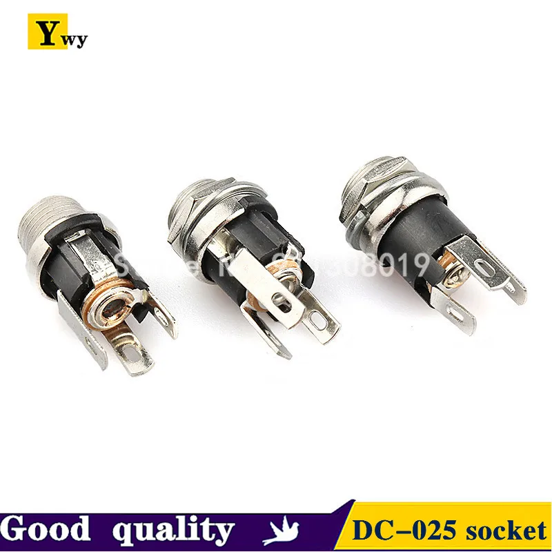 5PCS/LOT DC025M 5.5*2.1/2.5mm DC Socket With Nut 5.5x2.1/5.5x2.5 mm DC Power Jack Socket Female Panel Mount Connector