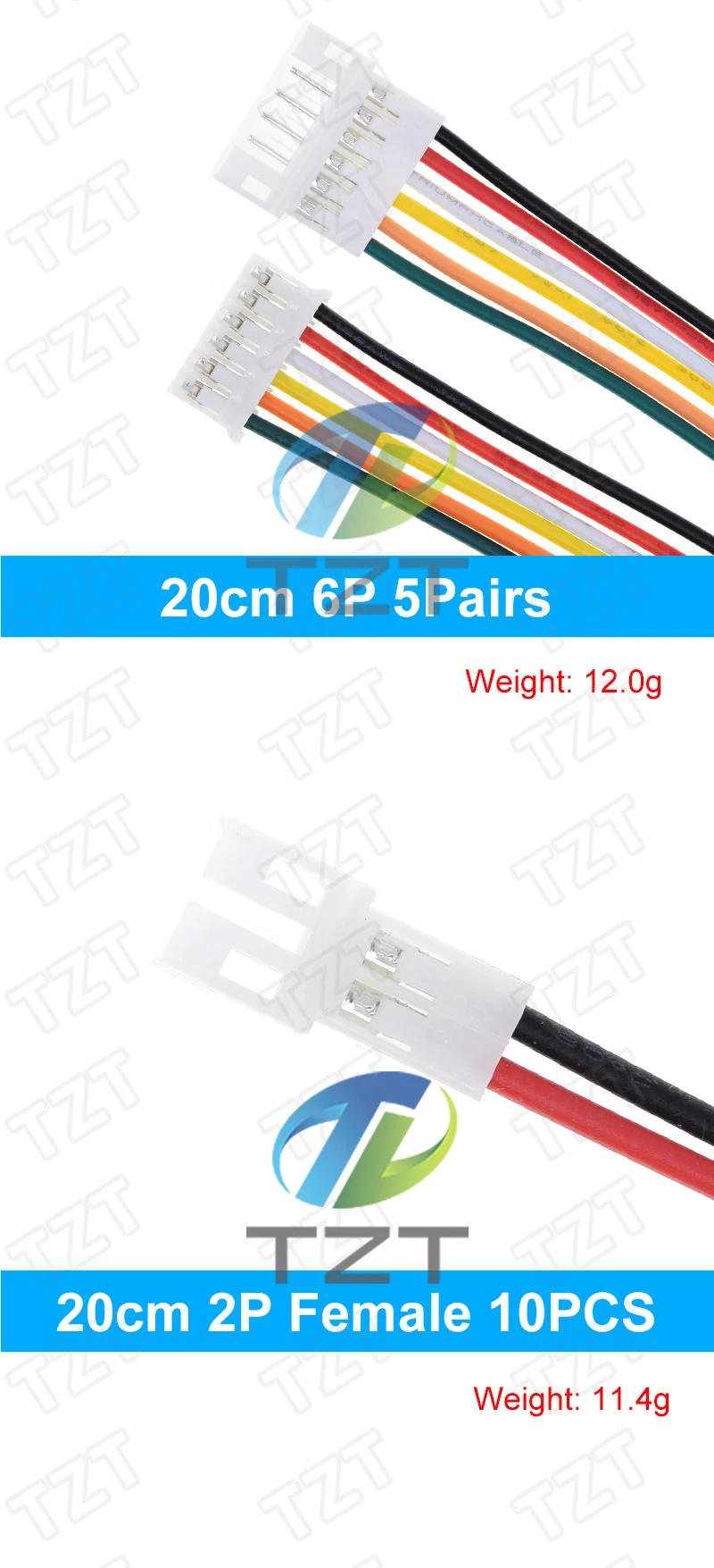 10 Stück 5 Paar Micro JST PH 2.0 2P 3P 4P 5P 6PIN Stecker-Buchsen-Verbinder mit Kabeln 20CM+20CM für Arduino MP3 – Detail 6