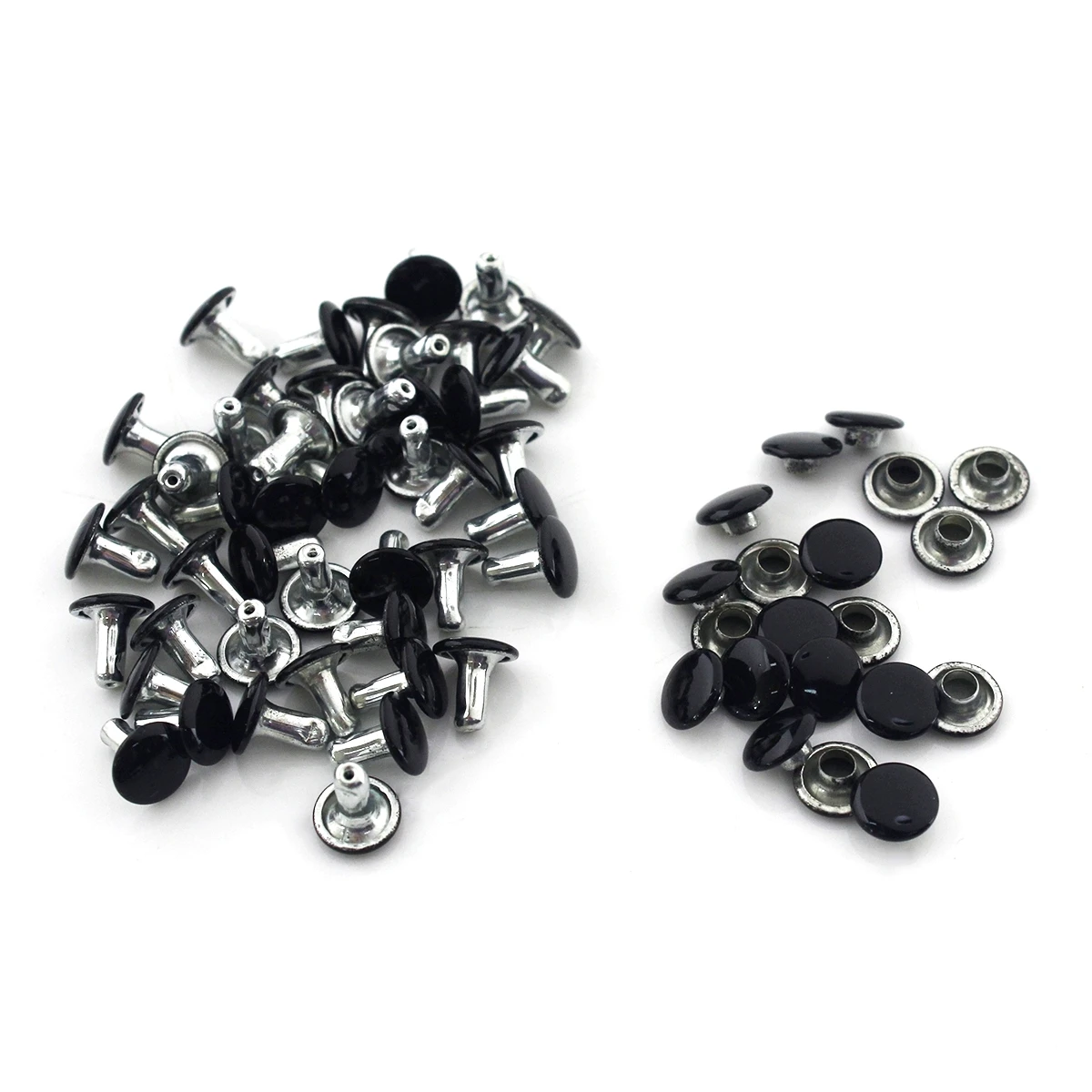100 Sets Matte Black Double Cap Rivets – 6x10mm Round Head Leather Craft Rivets For Fastening Garments And Leather