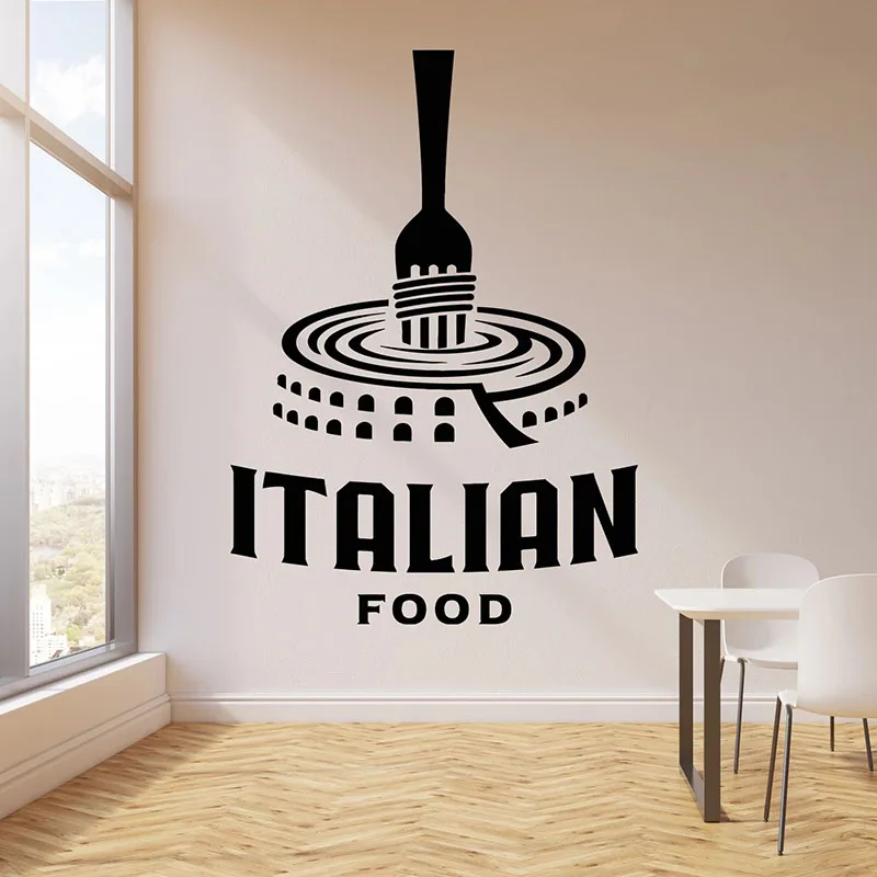 Logo Wall Decal Italian Food Pasta Door Window Vinyl Stickers Italy Restaurant Dining Room Kitchen Interior Decor Wallpaper E767