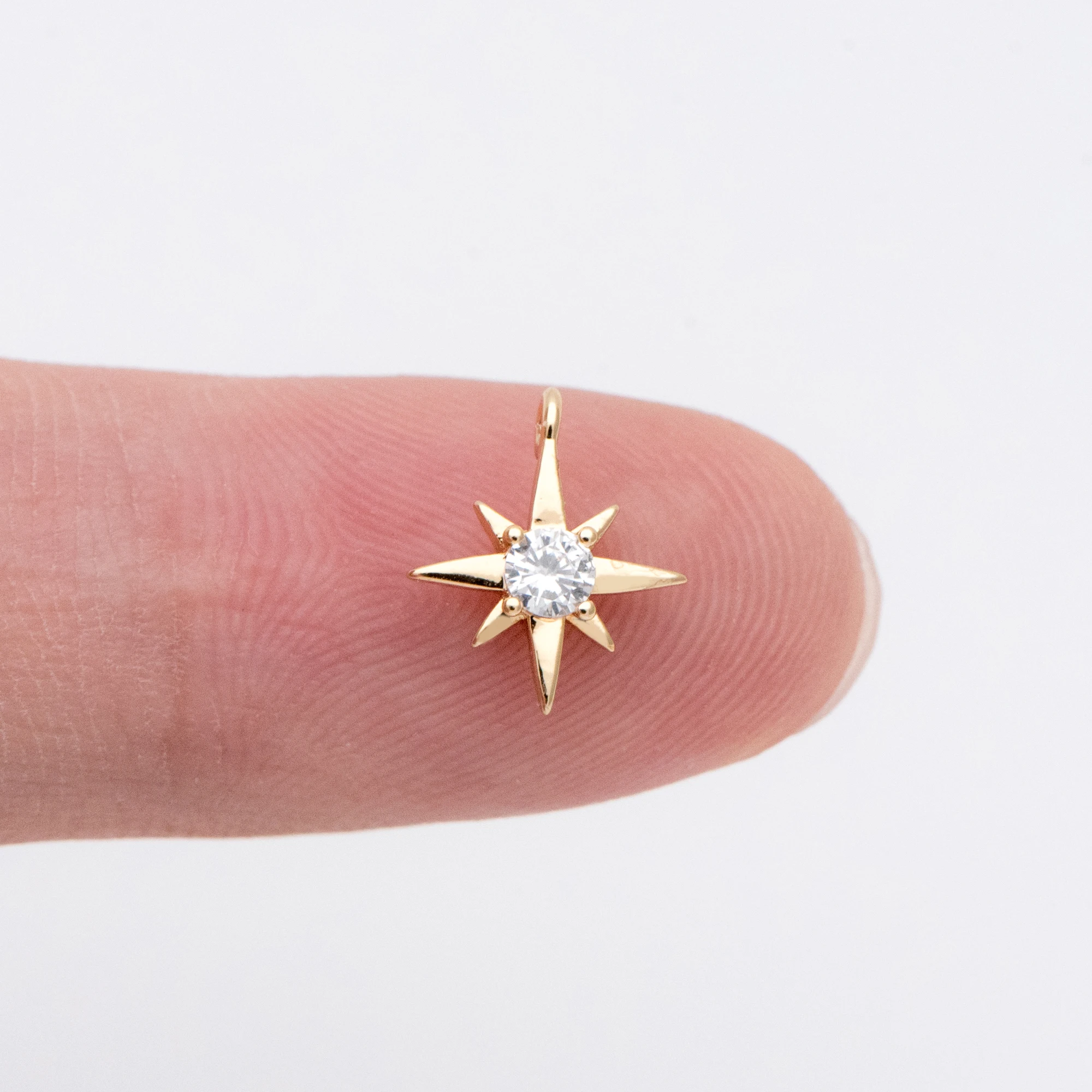 

10pcs Gold Tone Brass Star Charms 9x11mm, CZ Paved Mini Pendants for Necklace Braelet Women DIY Jewelry Making (GB-774-1)