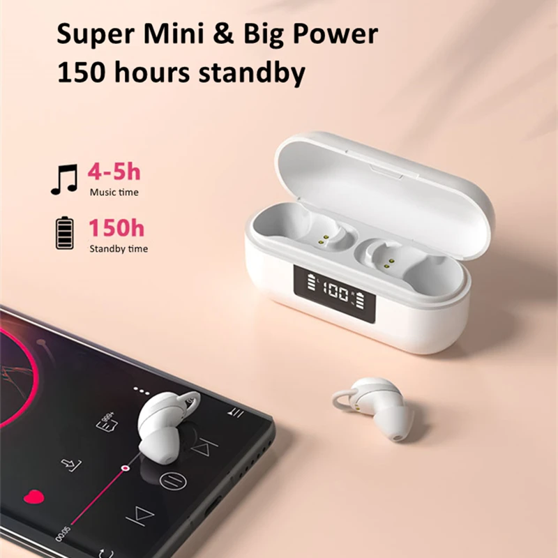 Super Mini Slaap Oortelefoon Met Microfoon Bluetooth 5.1 Onzichtbare Draadloze Tws Oordopjes Nano Grootte Ware Draadloze Oortelefoon