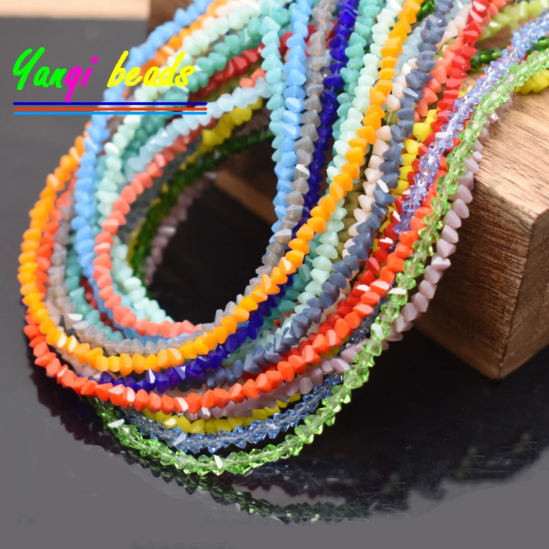 Solid 26 color 2mm 130pcs Triangle Crystal Glass Beads Seed Czech Beads For Jewelry Making DIY Needlework Earring Necklace