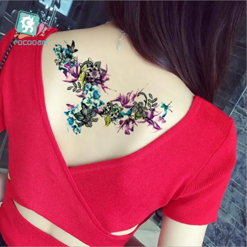 1 Sheet Chest Body Tattoo Temporary Waterproof Jewelry Red green gem pattern Decal Waist Art Tattoo Sticker  T1846