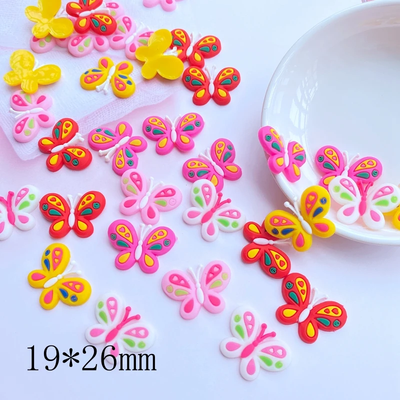 20pcs Cute Mini Butterfly head PVC flexible glue Flat back DIY Kawaii Scrapbooking Embellishments Diy Accessories H66