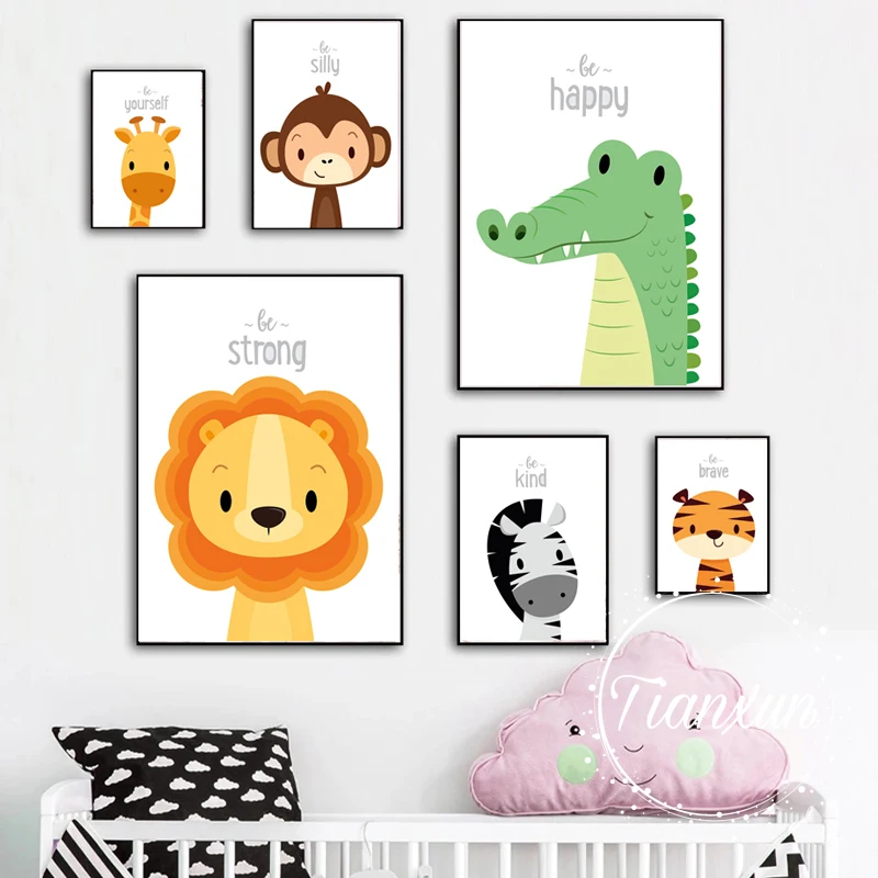 Canvas Posters And Prints Wall Pictures Baby Children'S Room Decoration Animal Prints Inspirational Posters Home Decor Posters