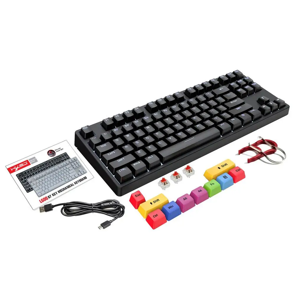 

87 Keys MechanicalKeyboard Illuminated LED BacklitKeyboard USB Wired Swappable Keyboard With Replaceable Keyca