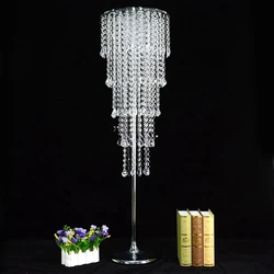 12pcs 110cm tall)Wedding Decoration Centerpiece Sliver Wedding Table Flower Stand Center Pieces with The Acrylic Bead Strands