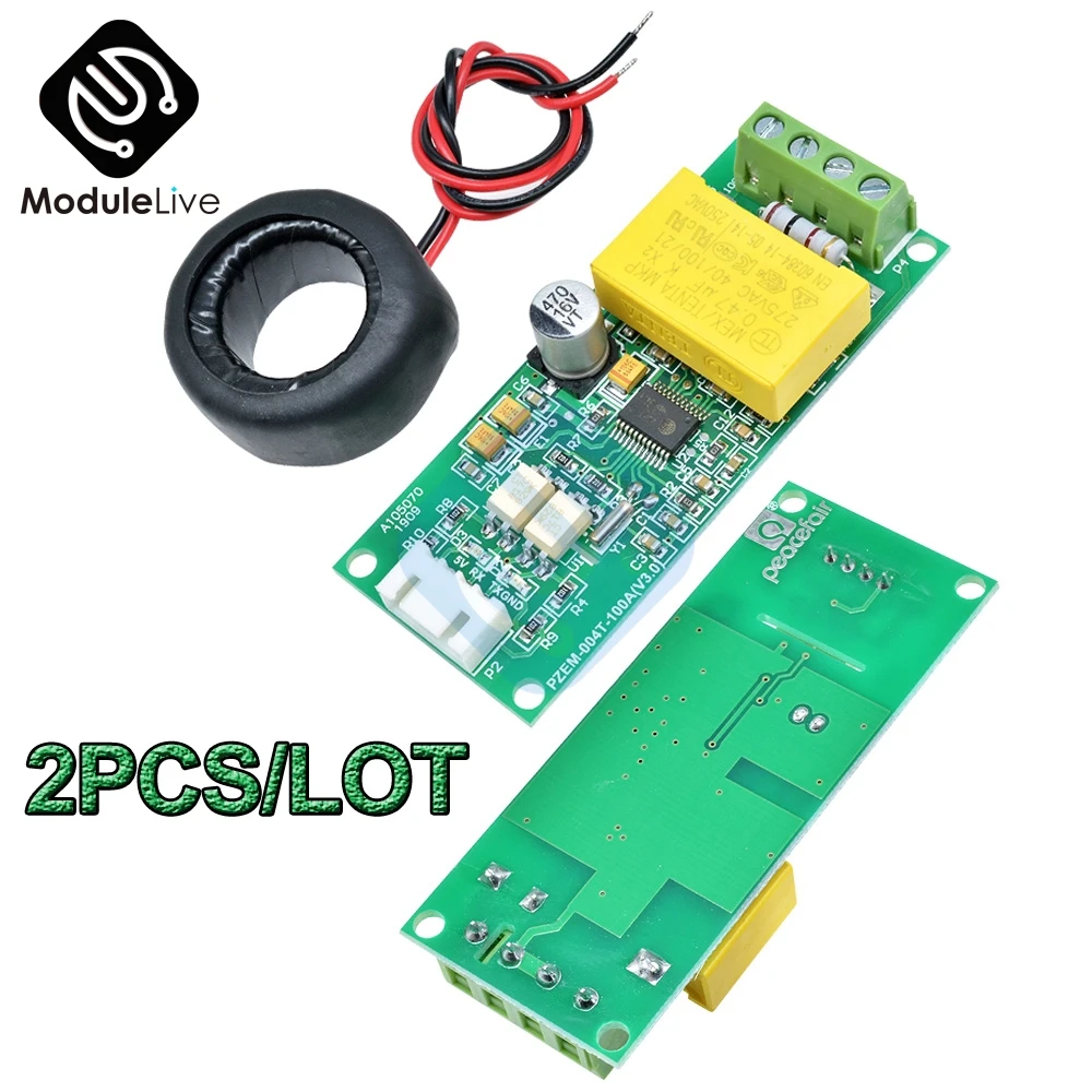 

AC Digital Multifunction Meter Watt Power 0-100A Volt Amp TTL Current Test Module Closed CT PZEM-004T With Coil 80-260V For Ardu