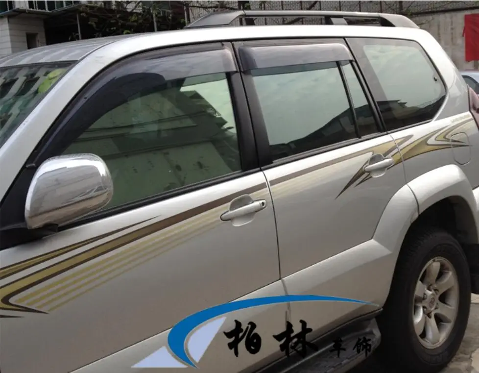 4pcs Chrome Window Visor Deflector Sun Rain Shield For 03-15 Toyota FJ120 FJ100 Cruiser prado 2003-2015