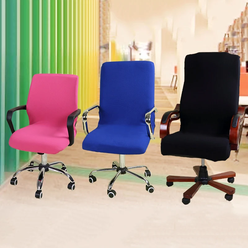 3 Sizes One-Piece Office Swivel Chair Covers With Zipper Computer Seat Armchair Back Thicken Polyester Fabric Stretch Elastic 1