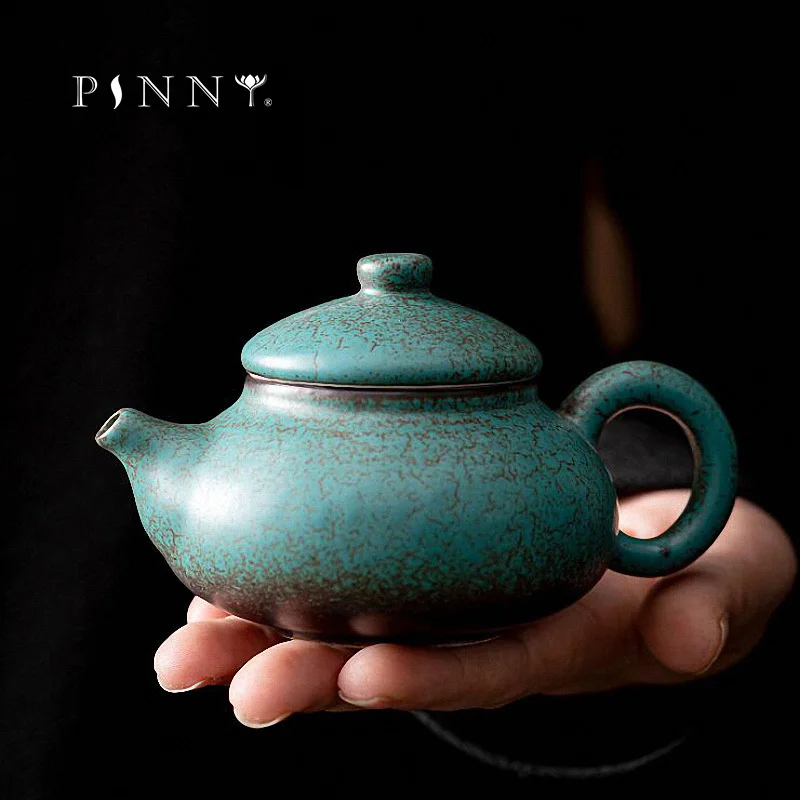 

PINNY 135ML Ceramic Turquoise Glaze Kung Fu Teapot Retro Heat Resistant Drinkware Pigmented Tea Service