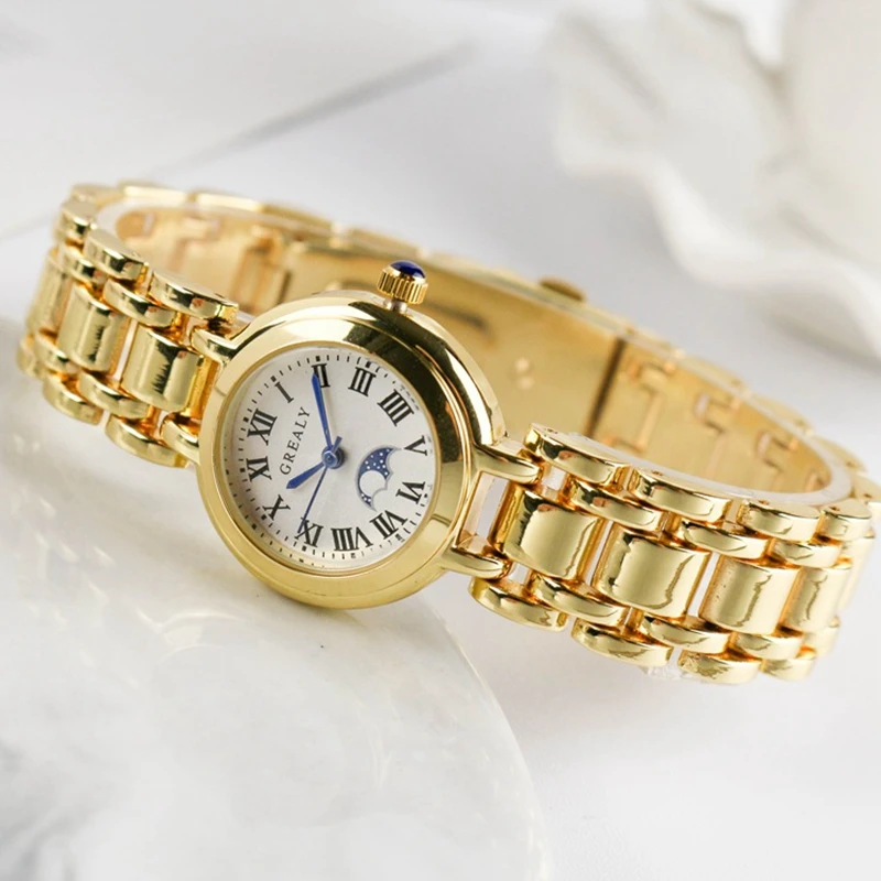 Elegant Women's Fashion Watches 2021 Brand Ladies Quartz Wristwatch Luxury Gold Simple Femme Steel Band Clock Zegarek Damski